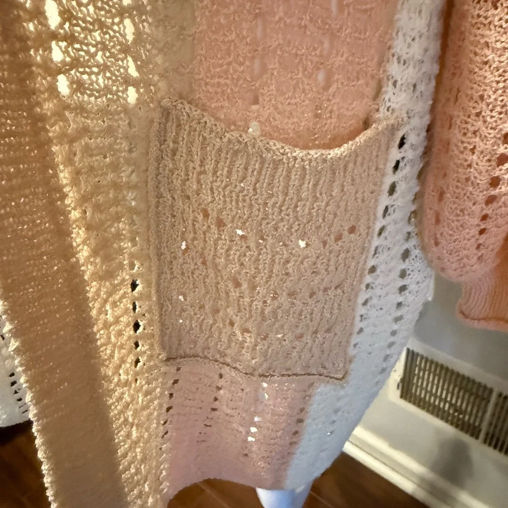 POL Pink and Cream Open Knit Cardigan - Picture 4 of 5